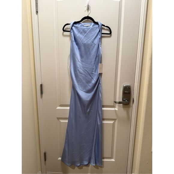 NIA Meyer Dress Maxi Satin Dress Blue Cocktail Summer Vacation Dress size S NWT - Picture 6 of 7
